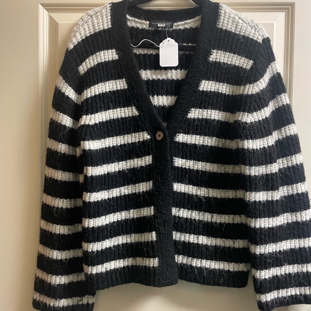 Black and White Striped Women's Sweater
